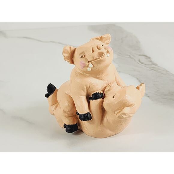 Kinky Sexy Pigs Figurine Piglet Piggy 3 1/2" Resin Year 90s Pig Lover Vintage - Picture 2 of 12